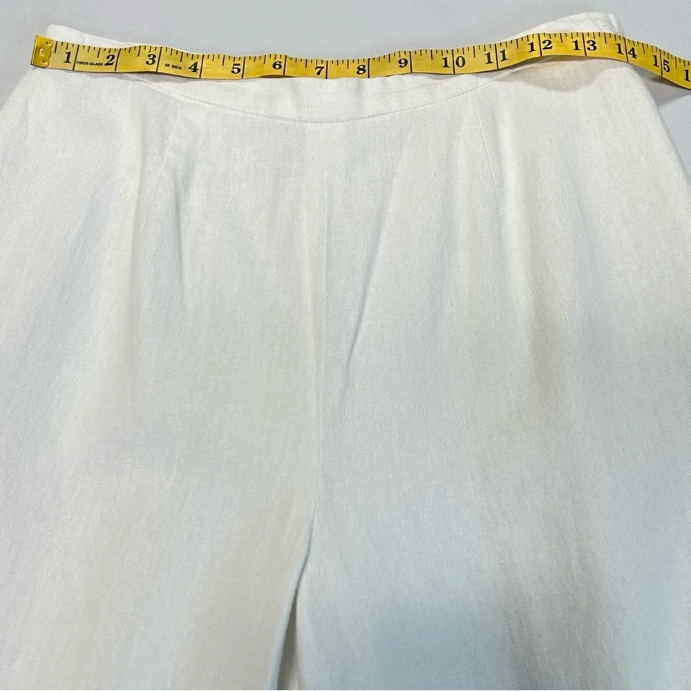 Style & Co Womens Linen Blend Trouser Pants Petite Sz 10PHigh Rise‎ Lined White
